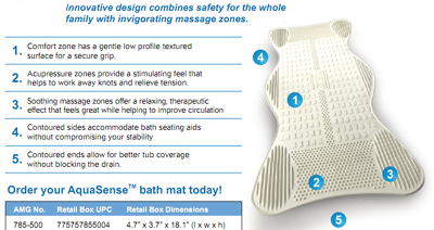 AquaSense Bath Mat with Invigorating Massage Zones